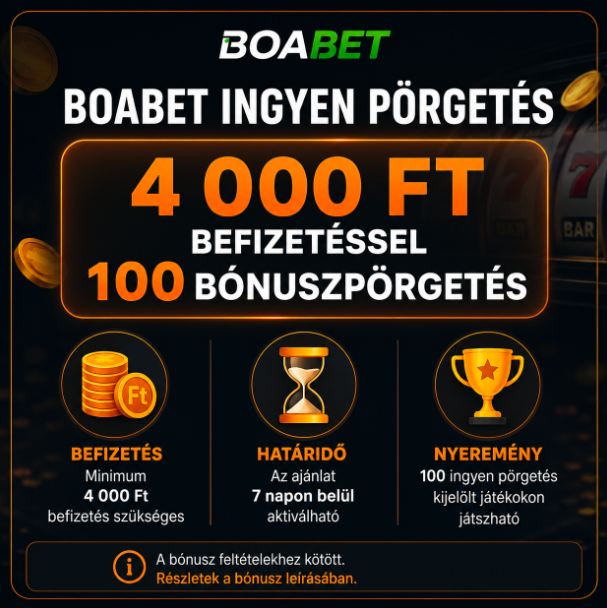 Boabet ingyen pörgetés összefoglaló kártya, főbb feltételekkel.